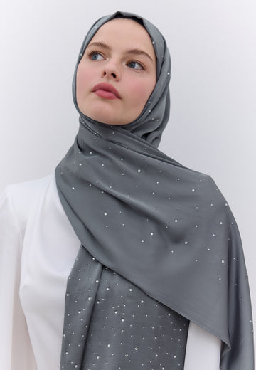 Füme Strass Taşlı İpeksi Şal