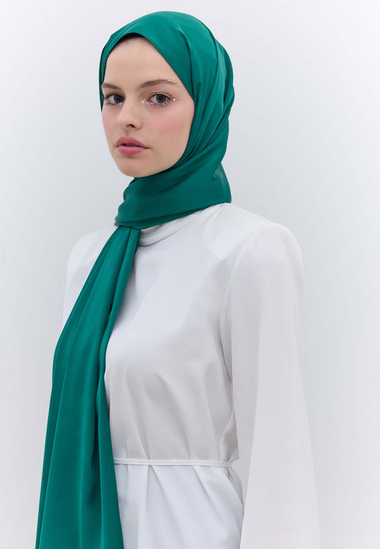Koyu Yeşil İpeksi Elegance Şal