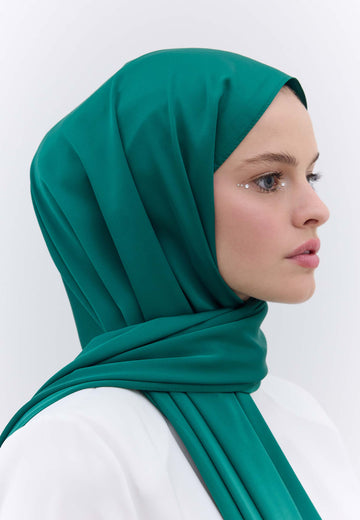 Koyu Yeşil İpeksi Elegance Şal