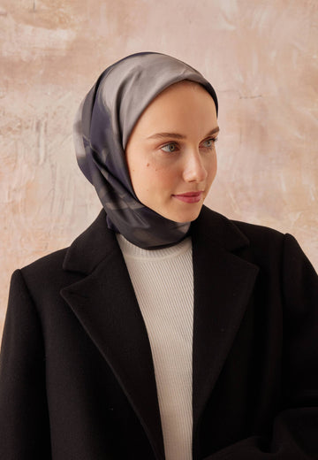 Siyah Darcy Desen Pamuk İpek Eşarp