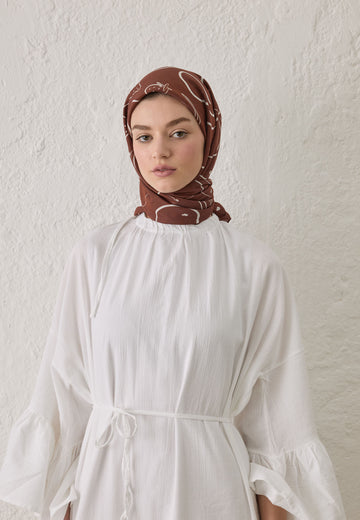 Bordo Eloıse Desen Pamuk İpek Eşarp