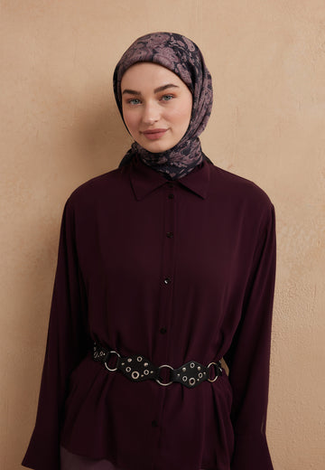 Gülkurusu Freda Desen Pamuk İpek Eşarp