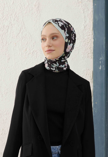 Siyah Prımrose Desen Şal