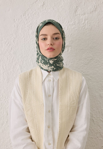 Yeşil Vıolet Desen Şal