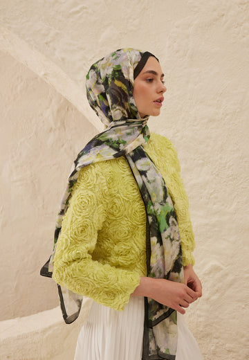 Yeşil Dora Desen Rami Şal