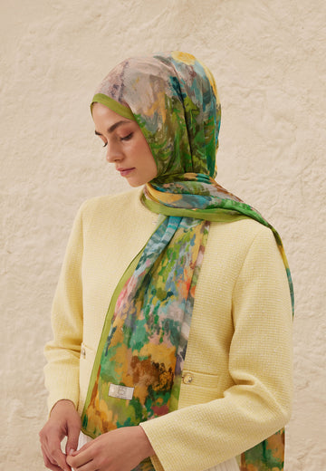 Yeşil Esther Desen Rami Şal