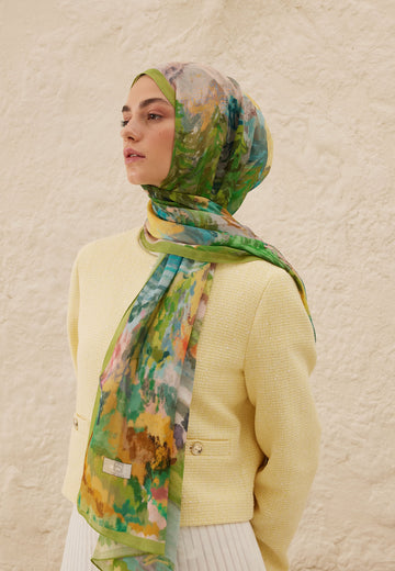 Yeşil Esther Desen Rami Şal