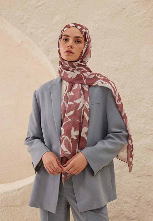 Gülkurusu Petunia Desen Rami Şal