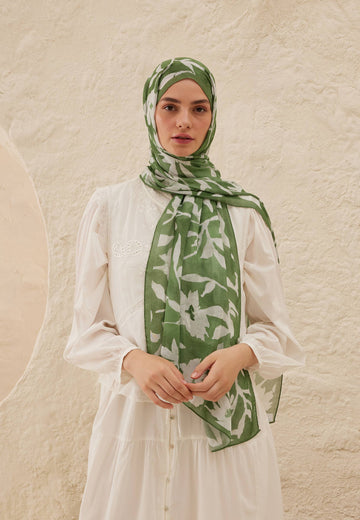 Yaprak Petunia Desen Rami Şal