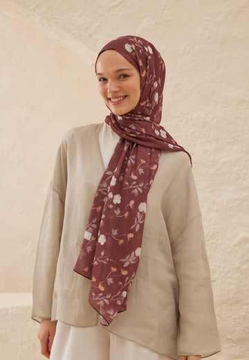 Ağaç Kabuğu Soft Flowers Desen Rami Şal