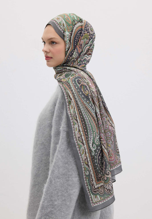 Menekşe Etnıc Floral Desen Şal