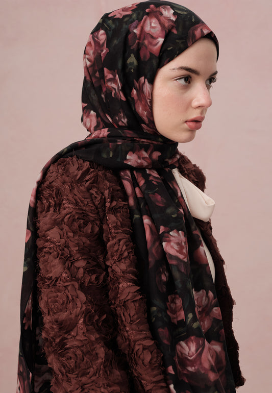 Gülkurusu Wıld Rose Desen Vual Şal