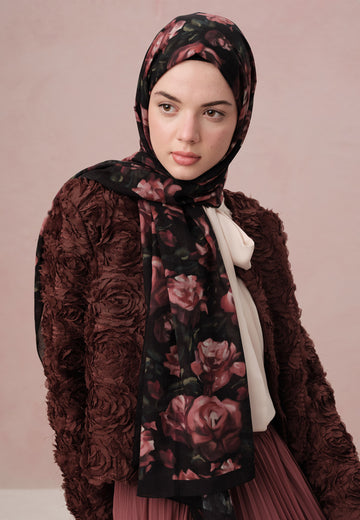 Gülkurusu Wıld Rose Desen Vual Şal