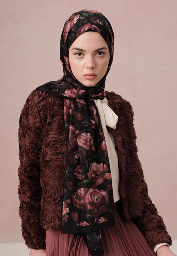 Gülkurusu Wıld Rose Desen Vual Şal