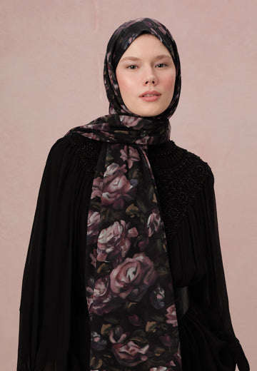 Lavanta Wıld Rose Desen Vual Şal