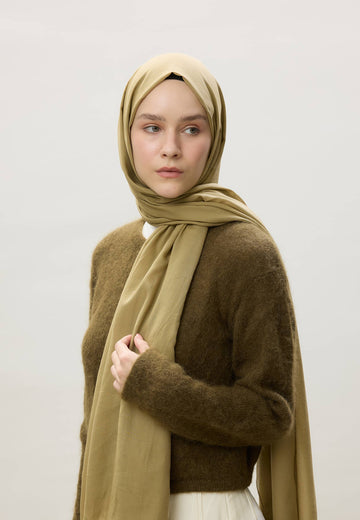Puslu Yeşil İnce Pamuk Vual Şal