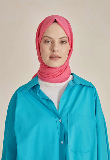 Koyu Pembe İnce Pamuk Vual Şal