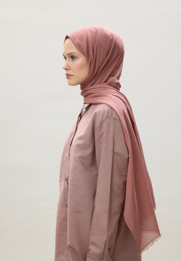 Gül Pembe İnce Pamuk Vual Şal