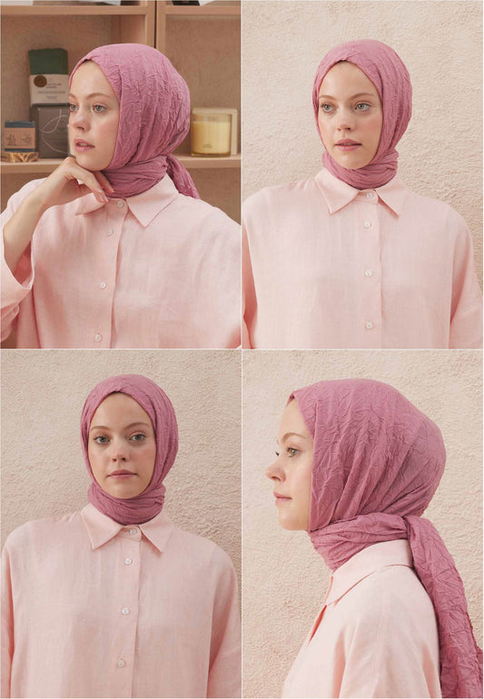 Soft Pembe Vual Crash Şal