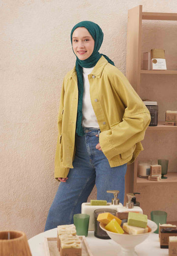 Petrol Yeşili Vual Crash Şal