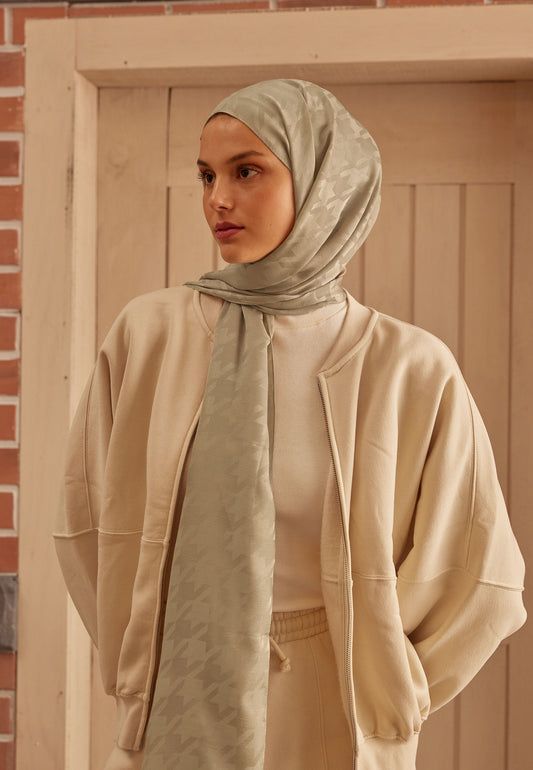 Naturel Bej Kazayağı Jakarlı Şal