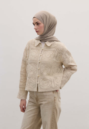 Naturel Bej Bambu Penye Şal