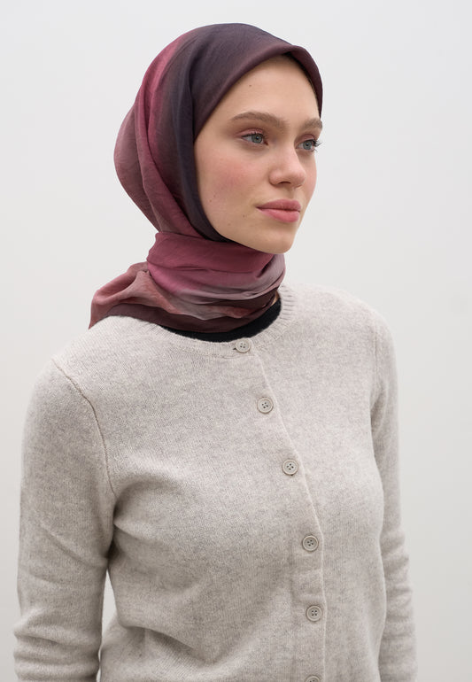 Bordo Ombre Desen Pamuklu Viskon Eşarp