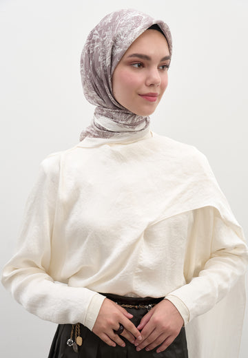 Lila Secret Elegance Desen Pamuklu Viskon Eşarp