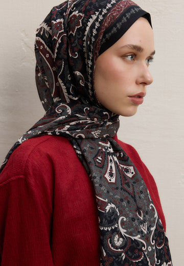 Siyah Elegant Desen Şal