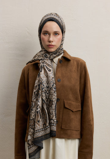 Bej Elegant Desen Şal