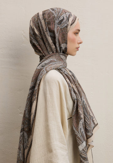 Nude Paısley Elegance Desen Şal