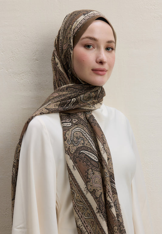 Sütlü Kahve Paısley Elegance Desen Şal