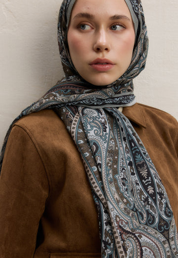 Soft Yeşil Zaıra Desen Şal