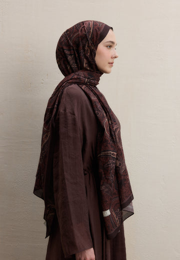 Bordo Dark Bohemıan Desen Şal