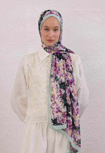 Nilüfer Cherry Blossom Desen Rami Şal
