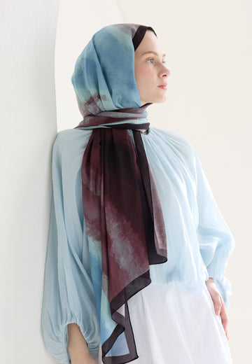 Mürdüm Ombre Floş Viskon Şal