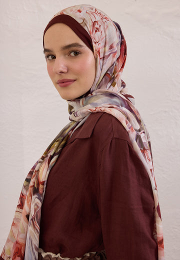 Bordo Nerıssa Desen Rami Şal