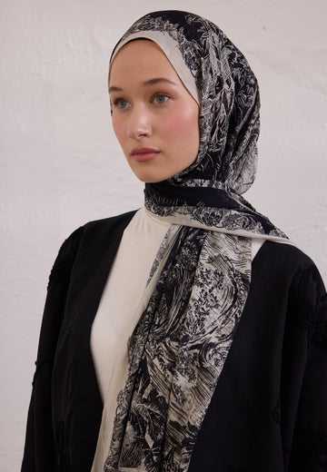 Siyah Secret Elegance Desen Rami Şal