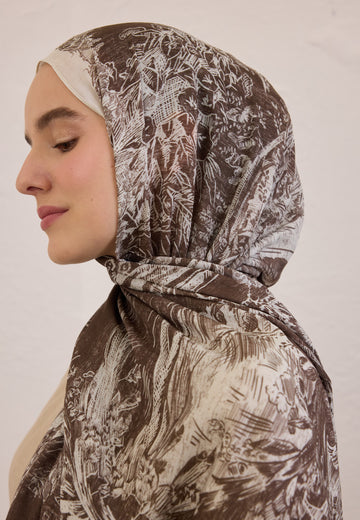 Kahve Secret Elegance Desen Rami Şal