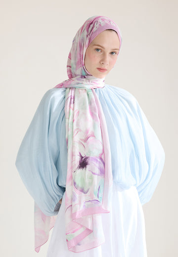 Gülpembe Soft Flora Floş Viskon Şal