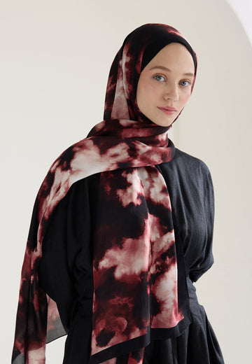 Bordo Lola Floş Viskon Şal