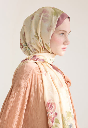 Soft Pembe Peony Harmony Floş Viskon Şal