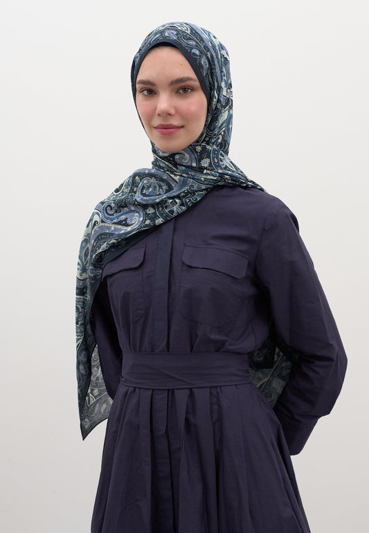 Lacivert Panthea Desen Şal