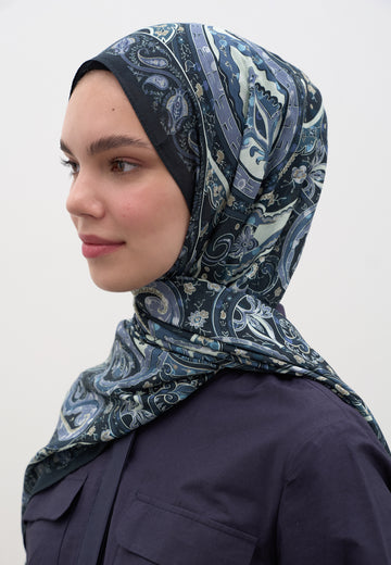 Lacivert Panthea Desen Şal