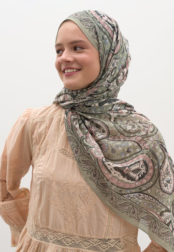 Soft Yeşil Panthea Desen Şal
