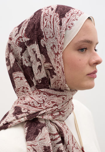 Bordo Wıld Paısley Desen Şal