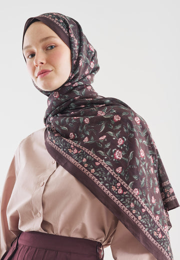 Leana Desenli Pamuk Viskon Şal Mürdüm