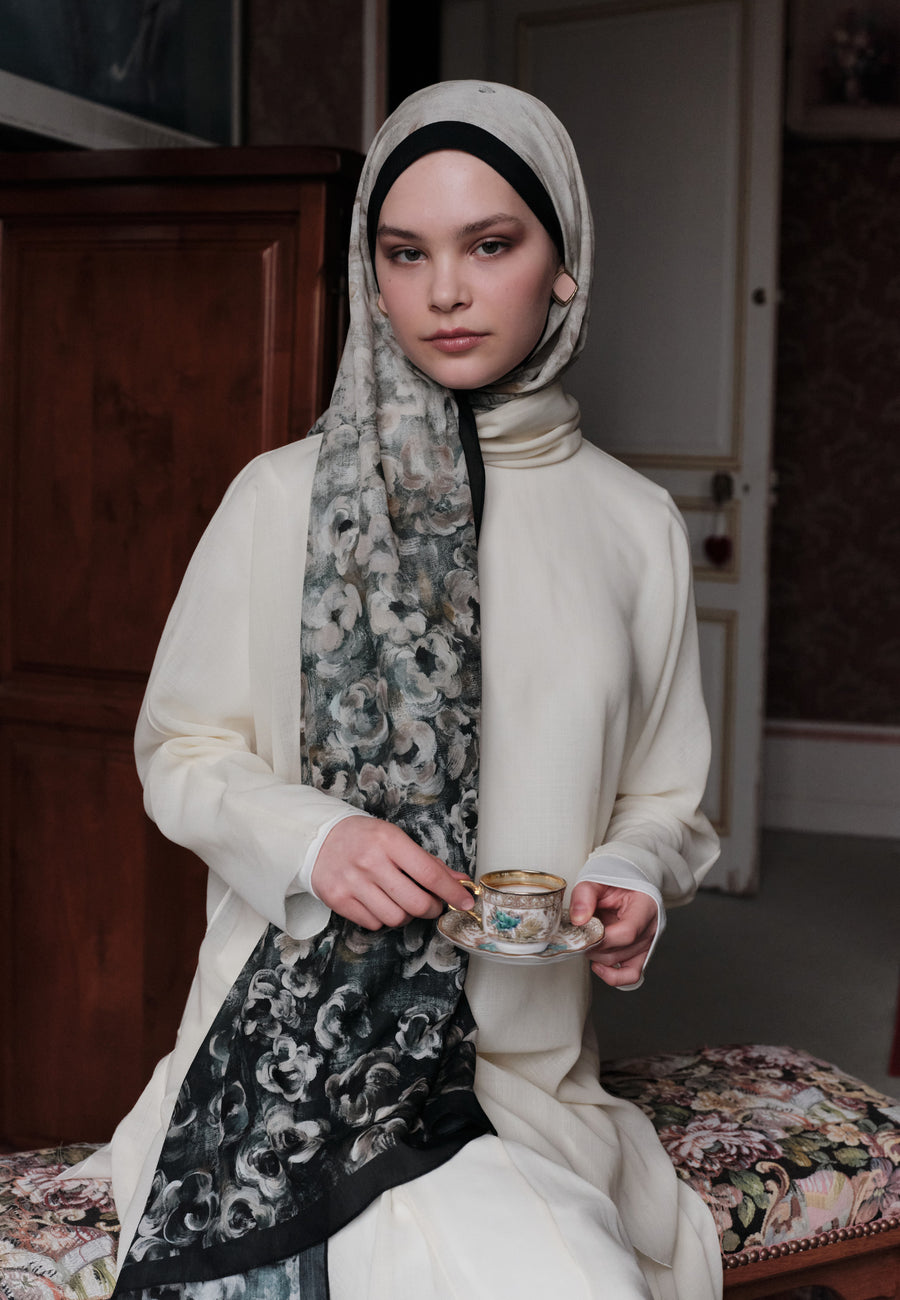 Pearlie Desenli Pamuk Viskon Şal Koyu Yeşil