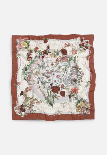 Once Upon A Love Desen Floş Viskon Eşarp Vintage Rose