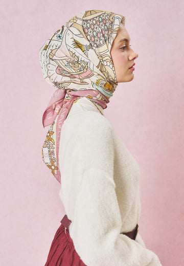 A Cindrella's Dream Desen Floş Viskon Eşarp Pink Dream